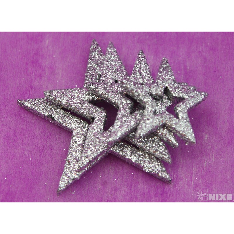 HVĚZDA 3,5-6,5cm 24ks*STŘÍBRNÁ