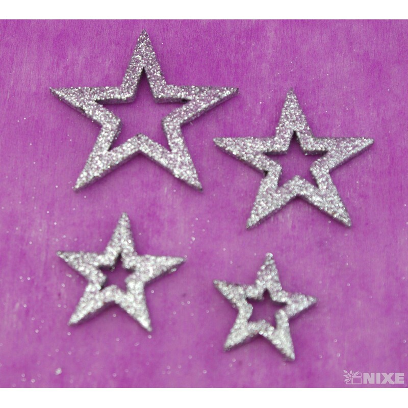 HVĚZDA 3,5-6,5cm 24ks*STŘÍBRNÁ