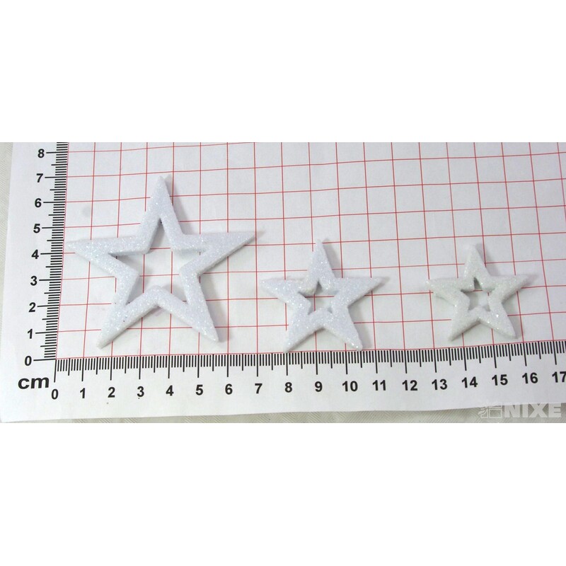 HVĚZDA 3,5-6,5cm 24ks*BÍLÁ