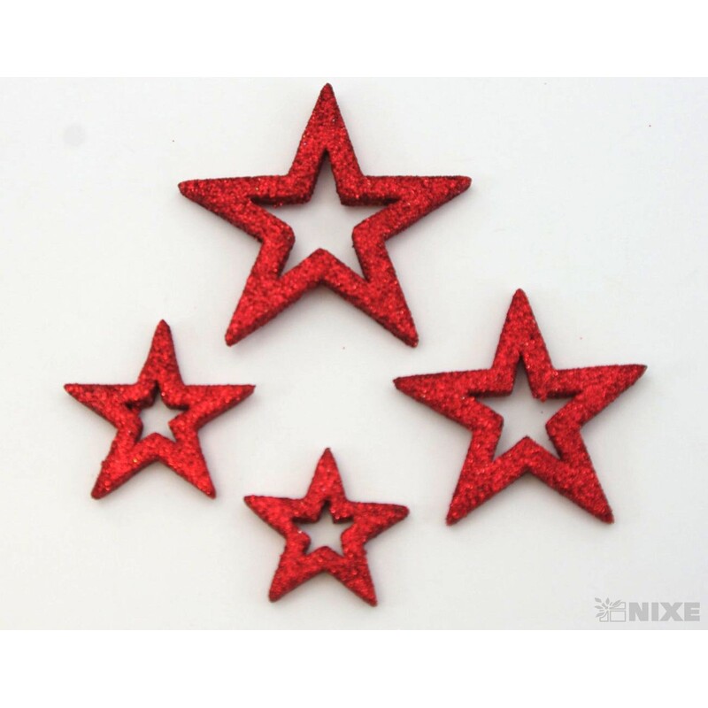 HVĚZDA 3,5-6,5cm 24ks*ČERVENÁ