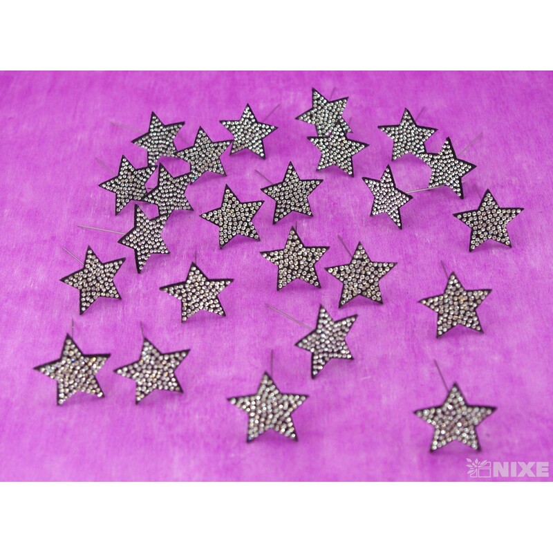 ŠPENDLÍK HVĚZDA 35mmx6cm 24ks*STŘÍBRNÁ