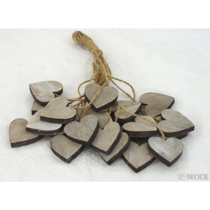 SRDCE NA PROVÁZKU 4cm 20ks*PŘÍRODNÍ