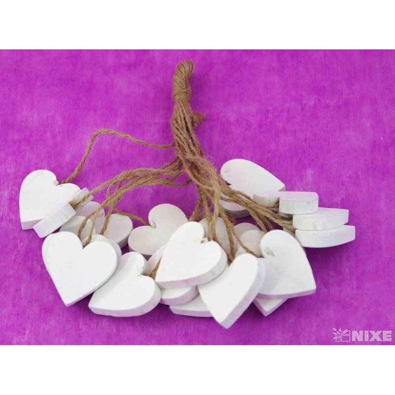 SRDCE NA PROVÁZKU 4cm 20ks*BÍLÁ