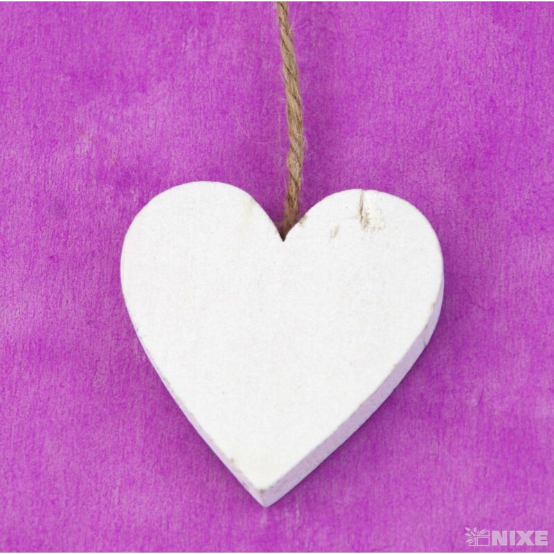 SRDCE NA PROVÁZKU 4cm 20ks*BÍLÁ