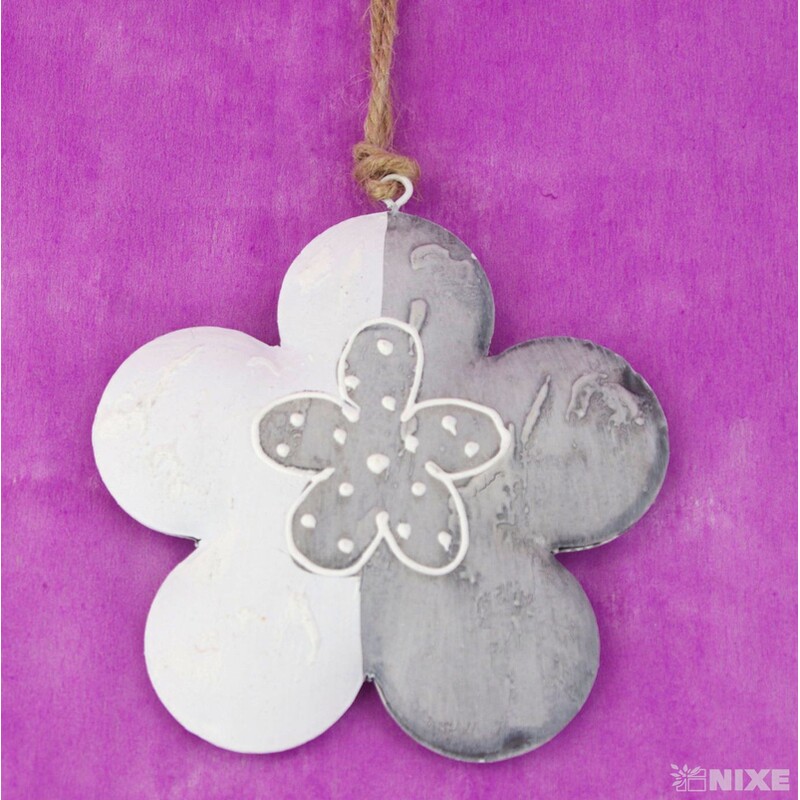 KVÍTEK PLECH 10,5cm*ŠEDÁ+BÍLÁ