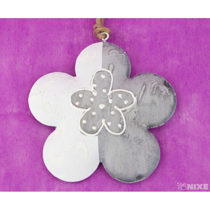 KVÍTEK PLECH 10,5cm*ŠEDÁ+BÍLÁ