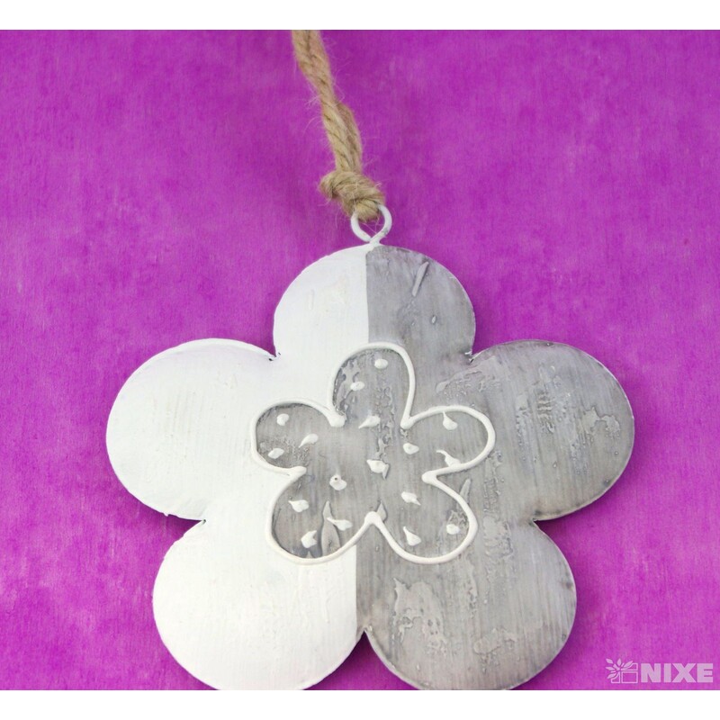 KVÍTEK PLECH 14cm*ŠEDÁ+BÍLÁ