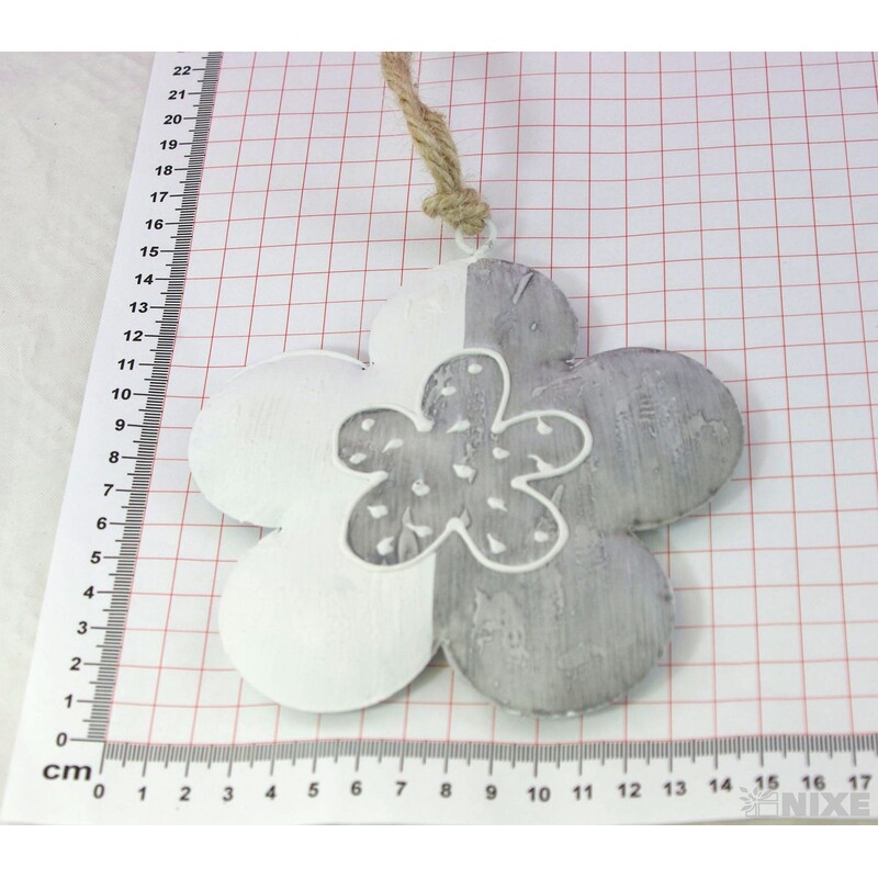 KVÍTEK PLECH 14cm*ŠEDÁ+BÍLÁ