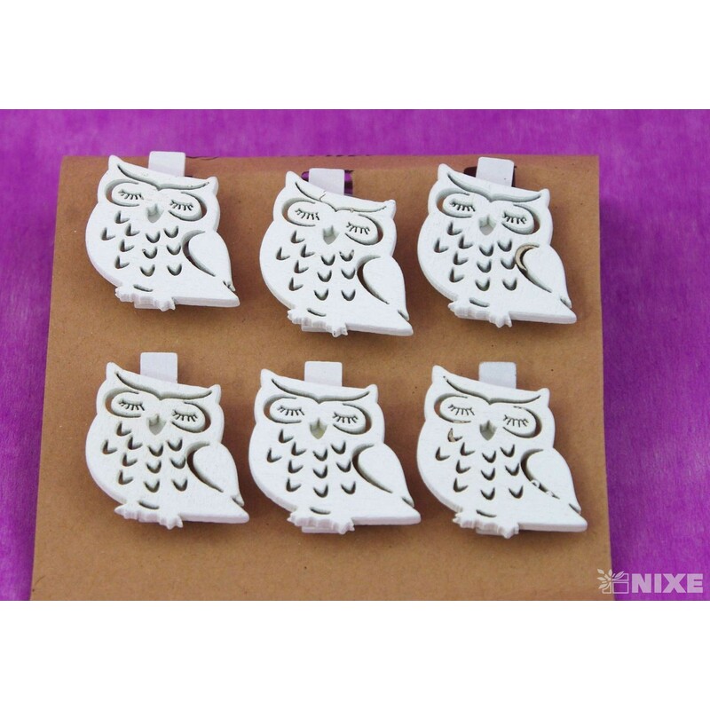 SOVA NA KOLÍČKU 3x3cm 6ks*BÍLÁ