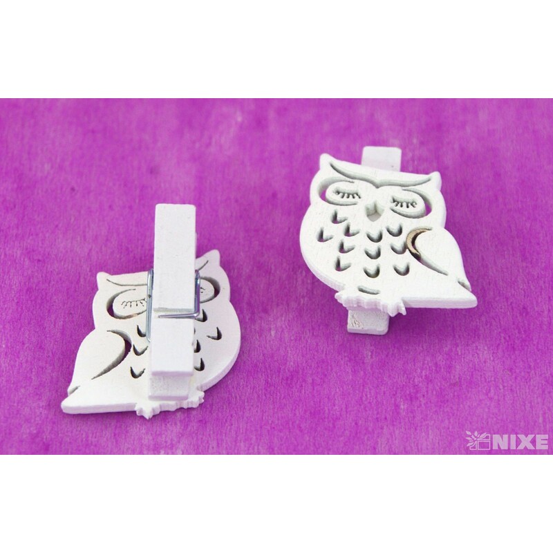 SOVA NA KOLÍČKU 3x3cm 6ks*BÍLÁ