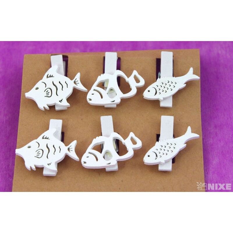 RYBA NA KOLÍČKU 3x3cm 6ks*BÍLÁ