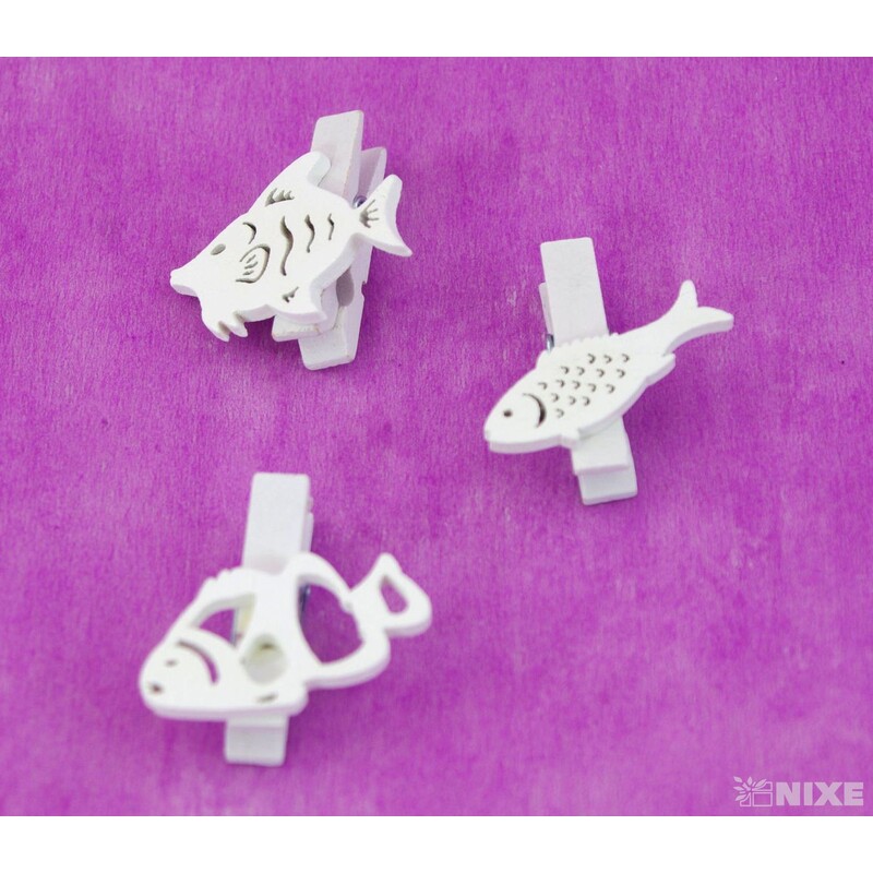 RYBA NA KOLÍČKU 3x3cm 6ks*BÍLÁ