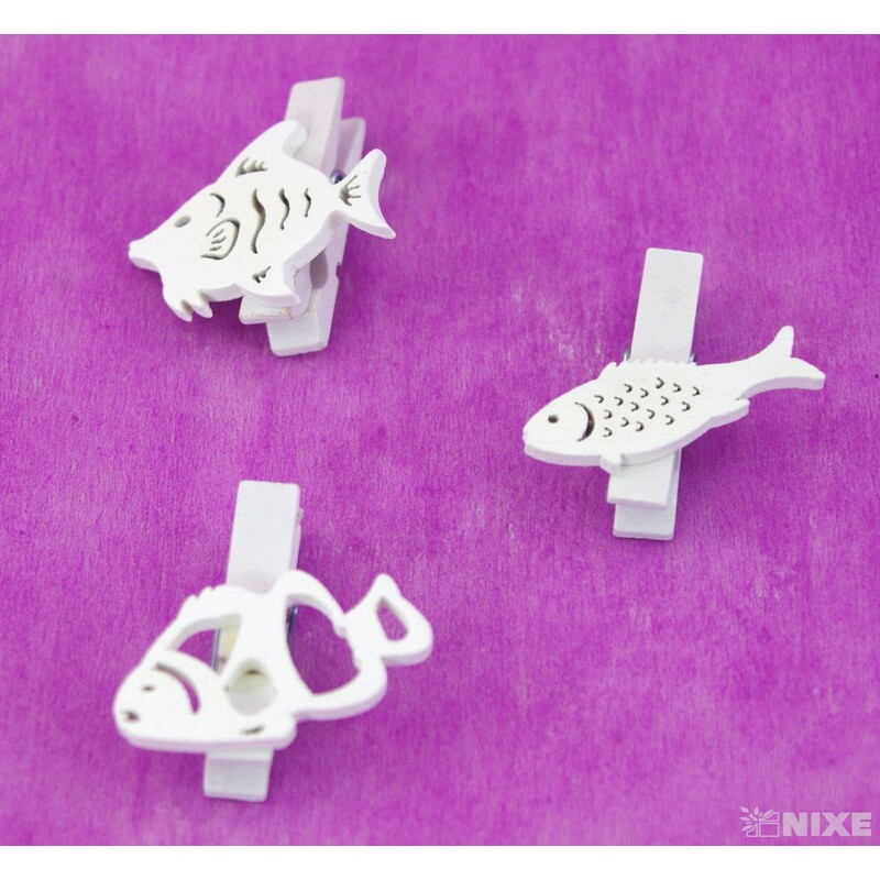 RYBA NA KOLÍČKU 3x3cm 6ks*BÍLÁ