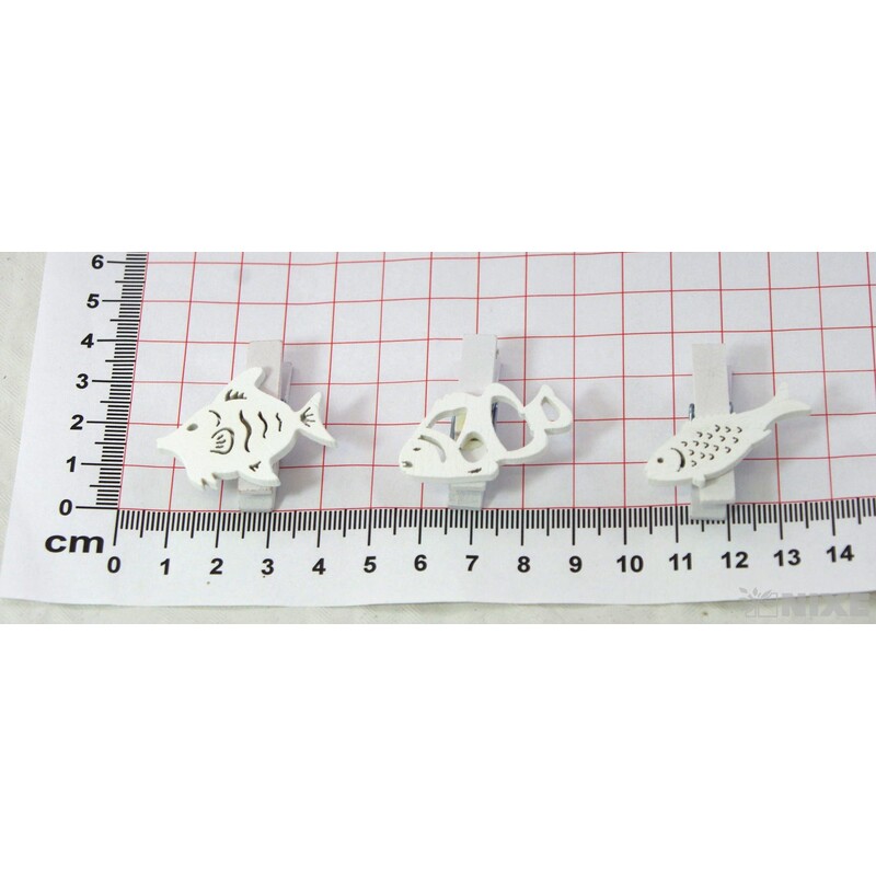 RYBA NA KOLÍČKU 3x3cm 6ks*BÍLÁ