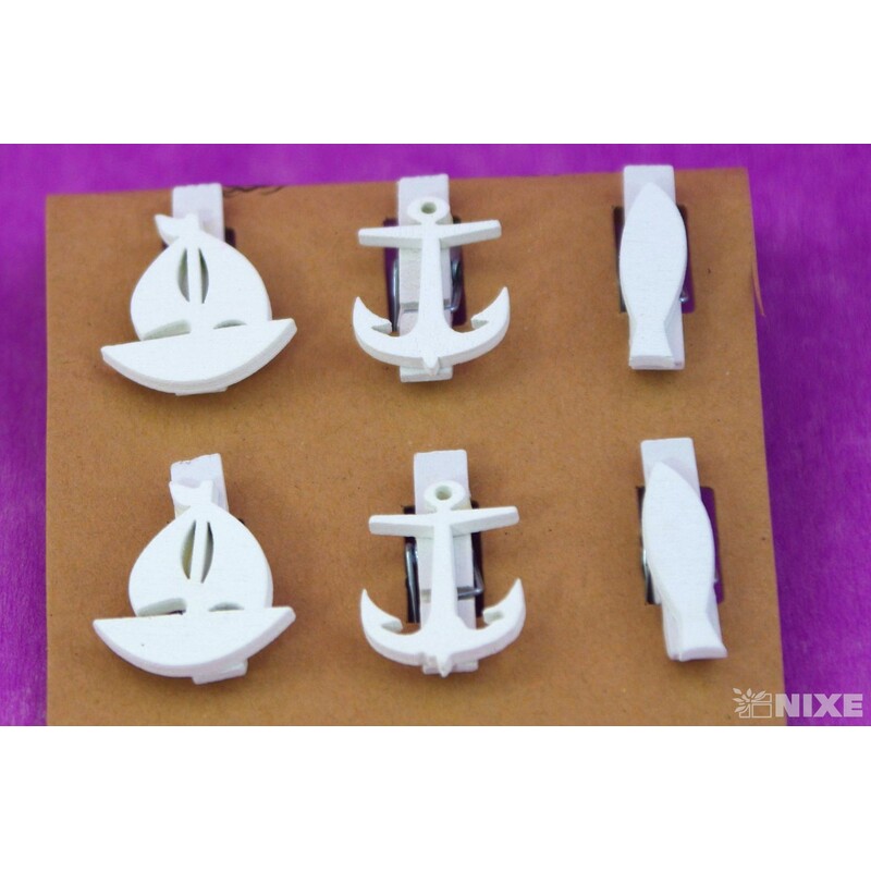 KOLÍČEK MOŘE 3x3,5cm 6ks*BÍLÁ