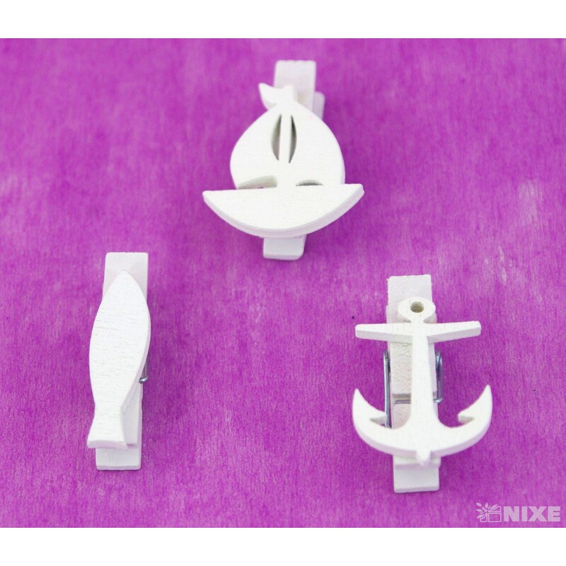 KOLÍČEK MOŘE 3x3,5cm 6ks*BÍLÁ