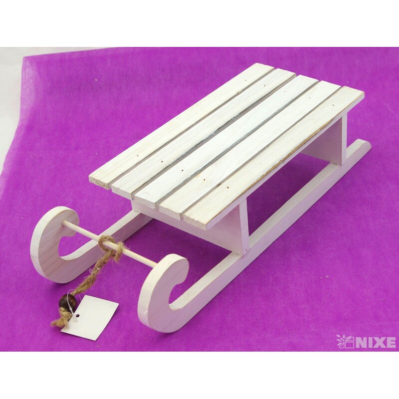 SÁŇKY DŘEVO 38cm*BÍLÁ