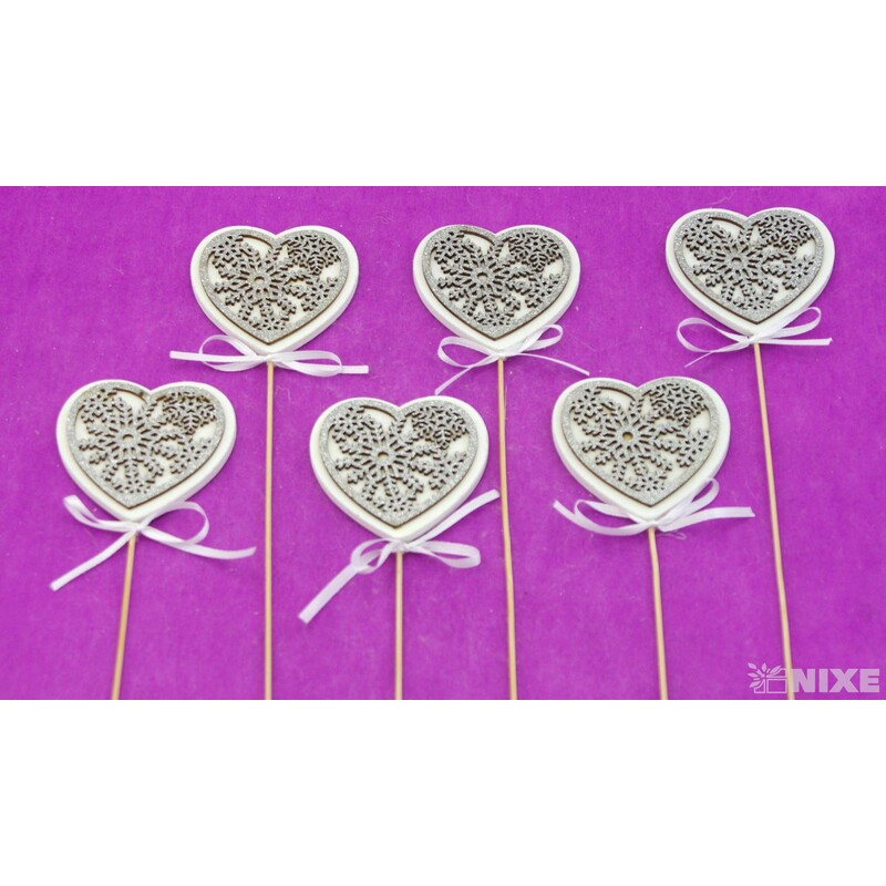 ZÁPICH SRDCE 7x27cm 6ks*STŘÍBRNÁ