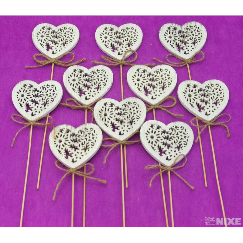 ZÁPICH SRDCE 7x27cm 10ks*BÍLÁ
