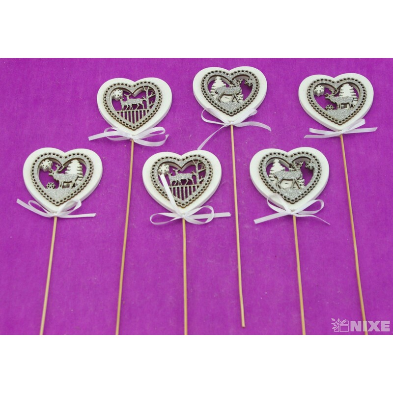 ZÁPICH SRDCE 7x27cm 6ks*STŘÍBRNÁ