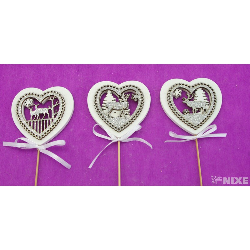 ZÁPICH SRDCE 7x27cm 6ks*STŘÍBRNÁ