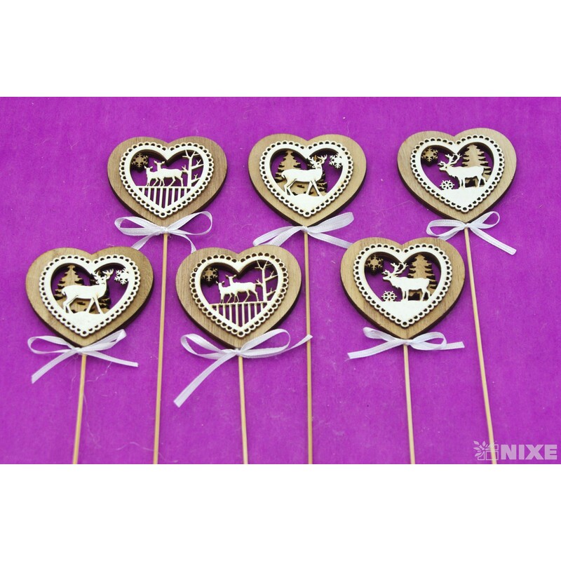 ZÁPICH SRDCE 7x27cm 6ks*PŘÍRODNÍ