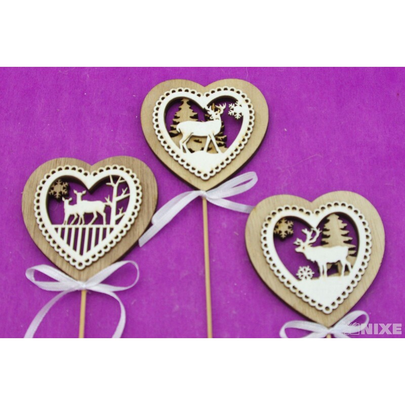 ZÁPICH SRDCE 7x27cm 6ks*PŘÍRODNÍ