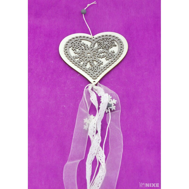 ZÁVĚS SRDCE 12cm 50cm*STŘÍBRNÁ
