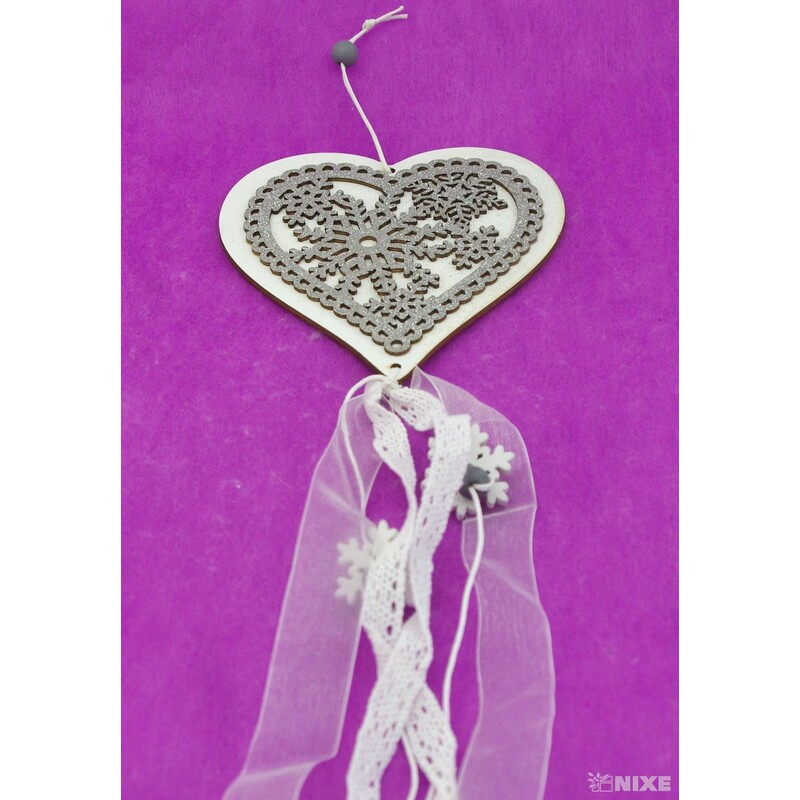 ZÁVĚS SRDCE 12cm 50cm*STŘÍBRNÁ
