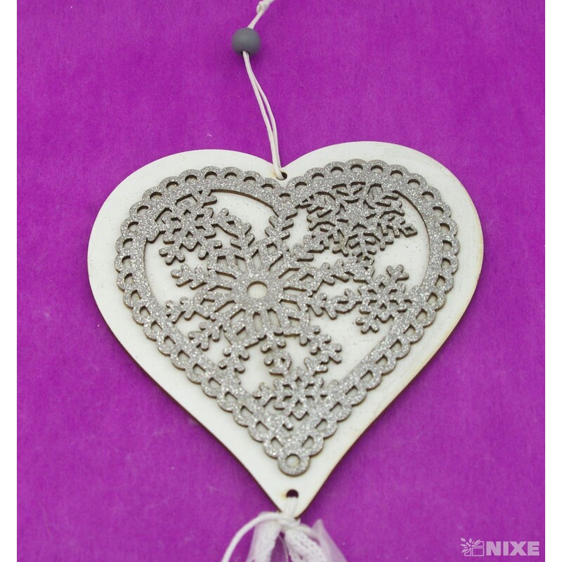 ZÁVĚS SRDCE 12cm 50cm*STŘÍBRNÁ