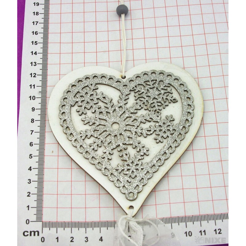 ZÁVĚS SRDCE 12cm 50cm*STŘÍBRNÁ