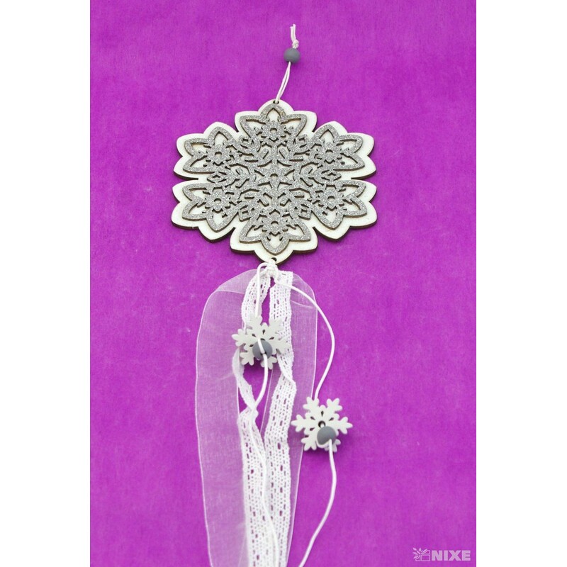 ZÁVĚS VLOČKA 12x50cm*STŘÍBRNÁ