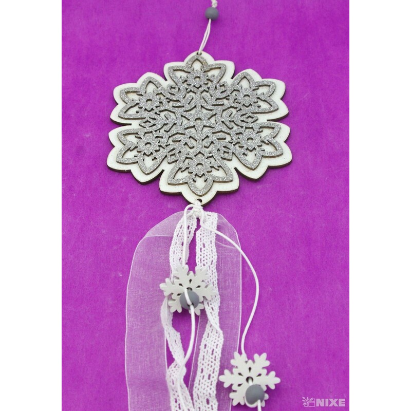 ZÁVĚS VLOČKA 12x50cm*STŘÍBRNÁ