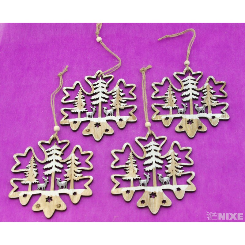 ZÁVĚS VÁNOCE D 15x13cm 4ks*PŘÍRODNÍ