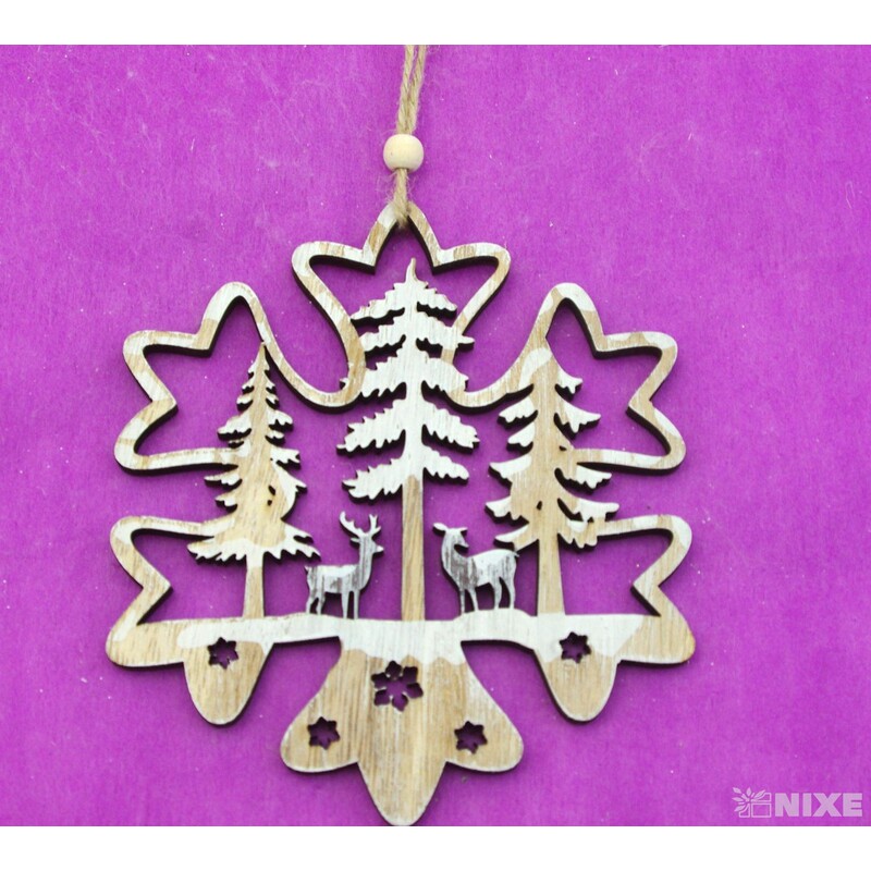 ZÁVĚS VÁNOCE D 15x13cm 4ks*PŘÍRODNÍ