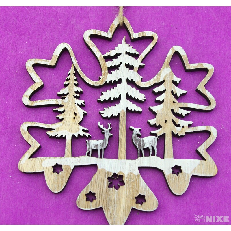 ZÁVĚS VÁNOCE D 15x13cm 4ks*PŘÍRODNÍ