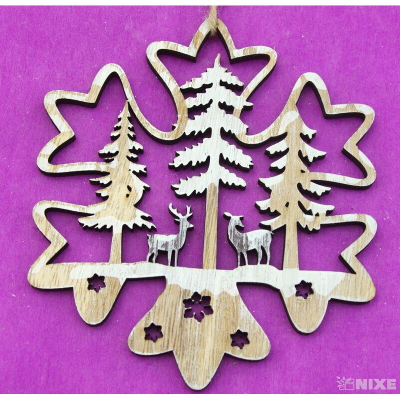 ZÁVĚS VÁNOCE D 15x13cm 4ks*PŘÍRODNÍ