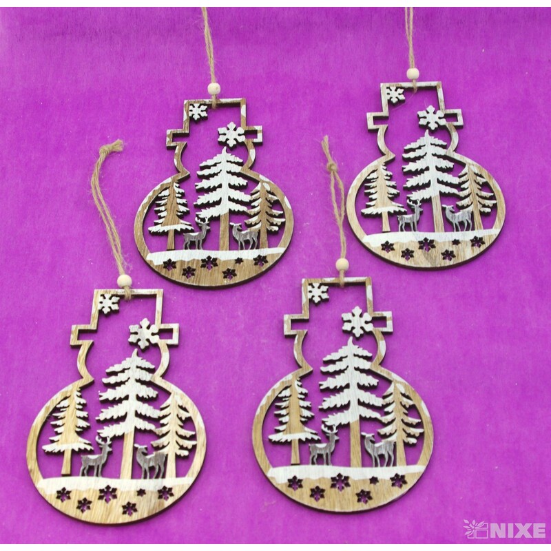 ZÁVĚS SNĚHULÁK D 18x11cm 4ks*PŘÍRODNÍ