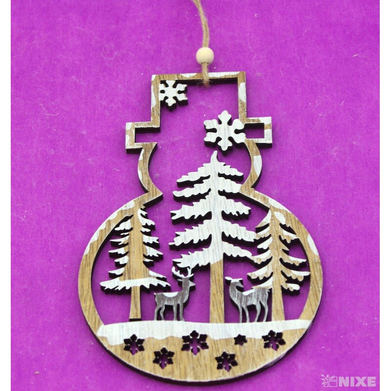 ZÁVĚS SNĚHULÁK D 18x11cm 4ks*PŘÍRODNÍ