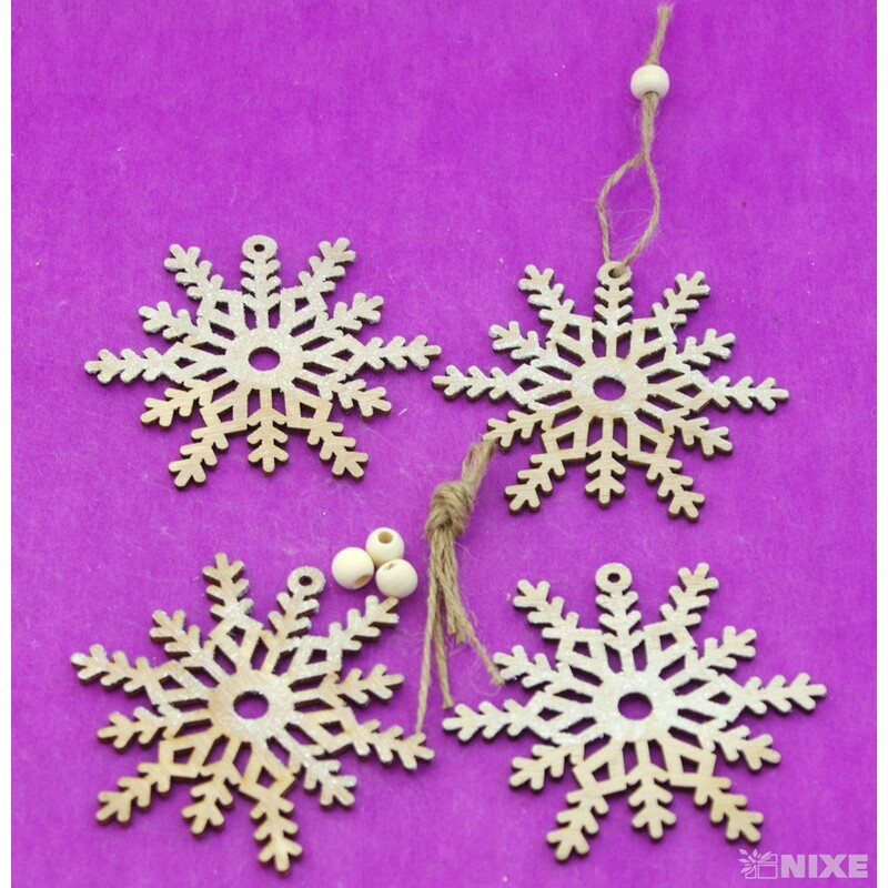 ZÁVĚS VLOČKA D 9,5cm 4ks*PŘÍRODNÍ