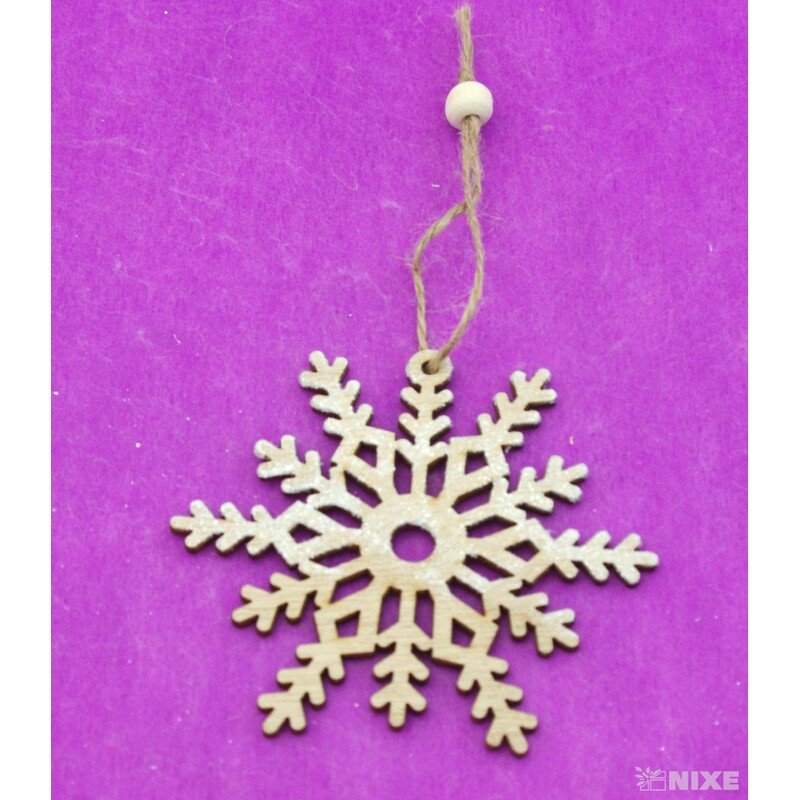 ZÁVĚS VLOČKA D 9,5cm 4ks*PŘÍRODNÍ