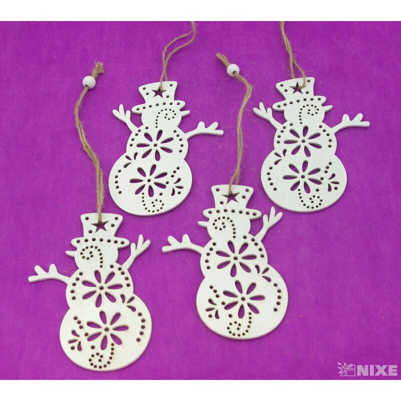 ZÁVĚS SNĚHULÁK D 14,5cm 4ks*BÍLÁ