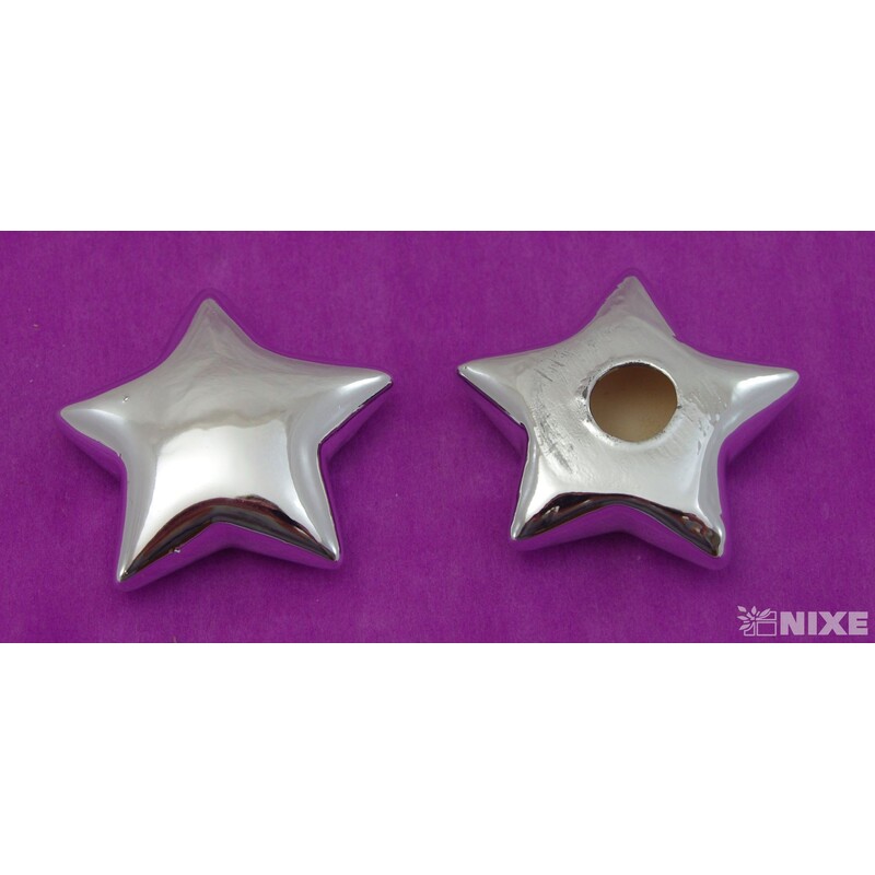 HVĚZDA PORCELÁN 6cm*STŘÍBRNÁ