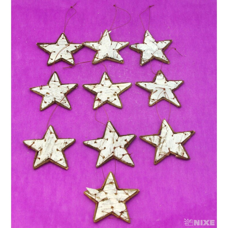 HVĚZDA BŘÍZA 9,5cm 10ks*PŘÍRODNÍ