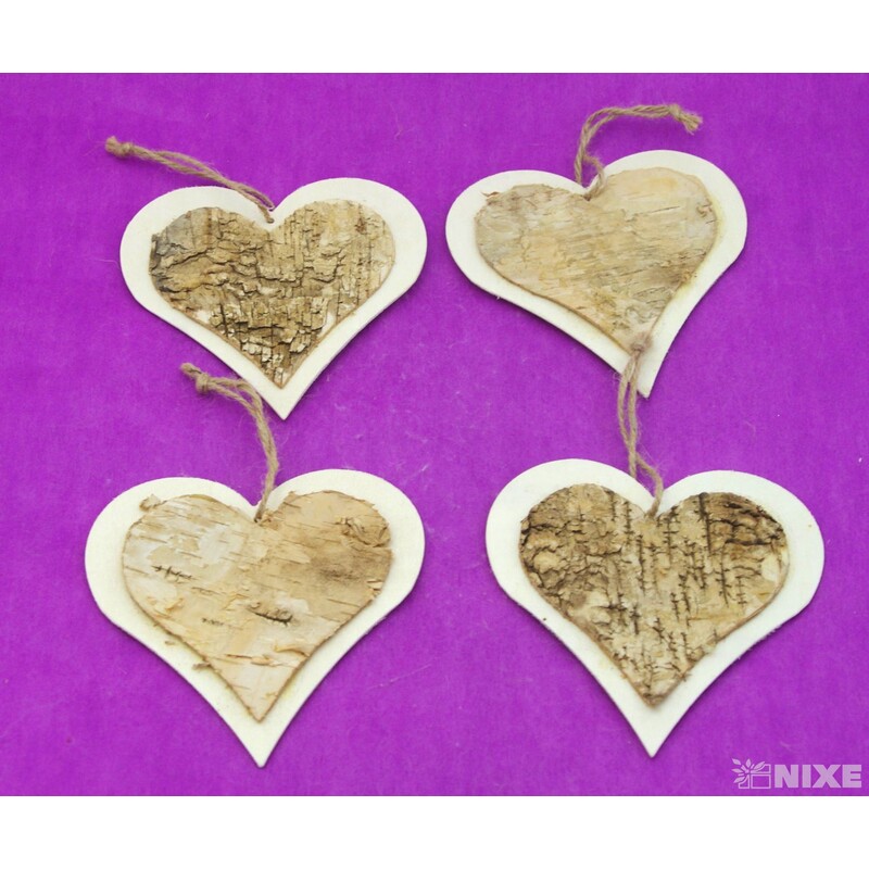 SRDCE BŘÍZA 13,5cm 4ks*PŘÍRODNÍ