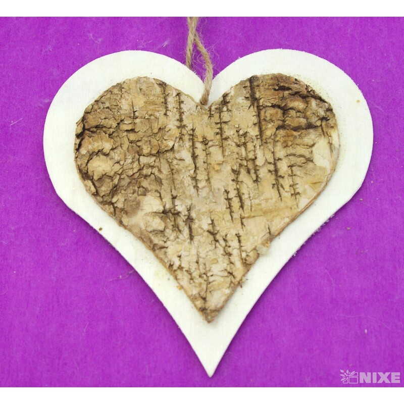 SRDCE BŘÍZA 13,5cm 4ks*PŘÍRODNÍ