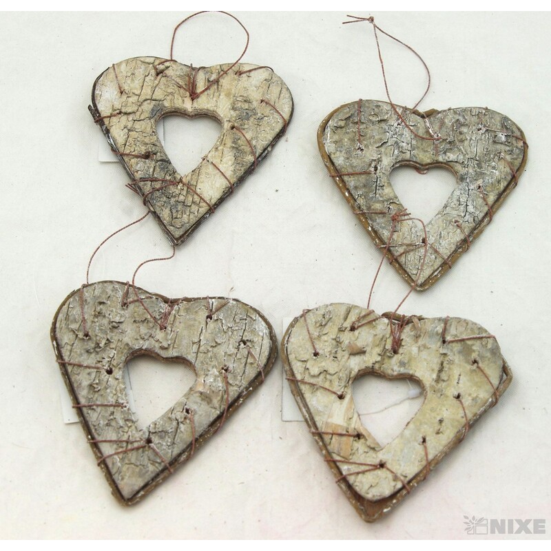 SRDCE BŘÍZA 10,5cm 4ks*PŘÍRODNÍ