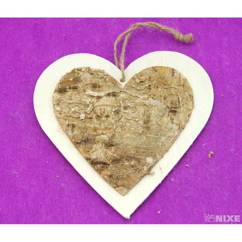 SRDCE BŘÍZA 13,5cm 4ks*PŘÍRODNÍ