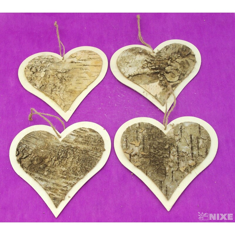 SRDCE BŘÍZA 18,5cm 4ks*PŘÍRODNÍ