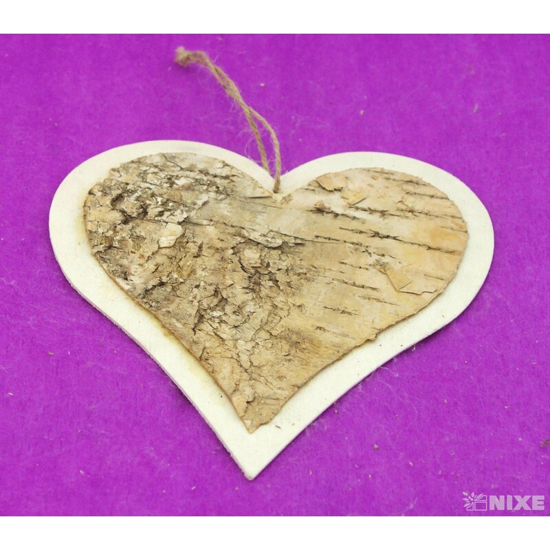 SRDCE BŘÍZA 18,5cm 4ks*PŘÍRODNÍ